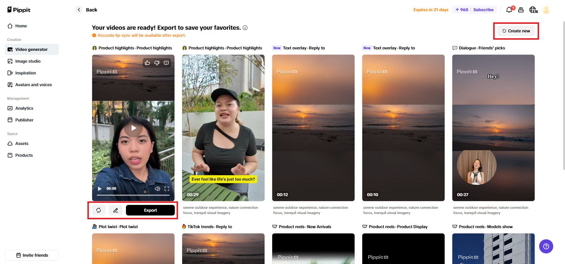 Change, edit, or export your video