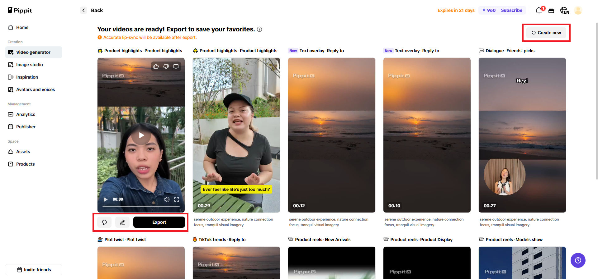 Change, edit, or export your video