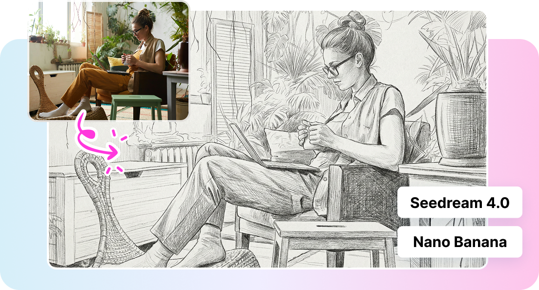 Image to sketch created using Nano Banana in CapCut AI design