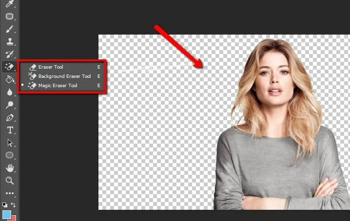 Beyaz bir görüntü arka planını kaldırmak için silme aracı