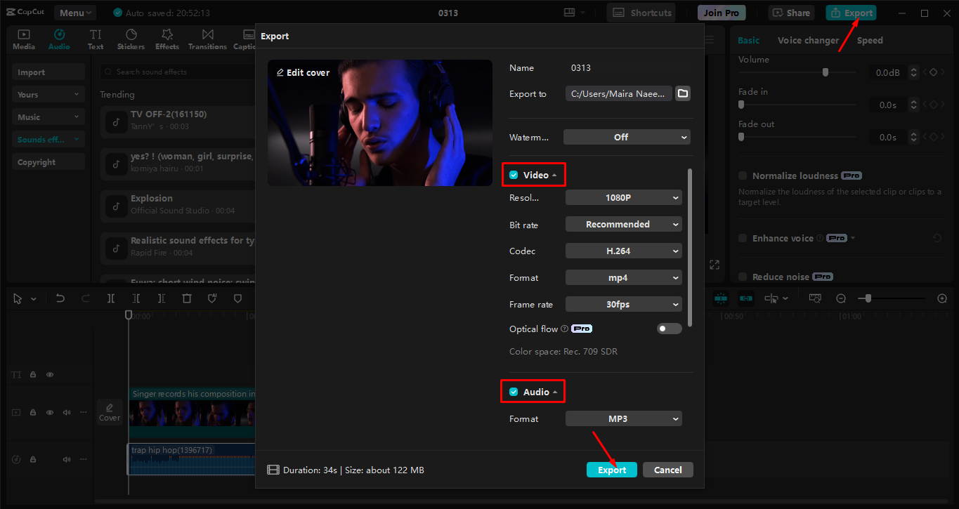 Pag-export ng video mula sa CapCut desktop video editor