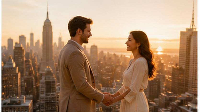 New York Tower Couple Photo Prompt exemple 3