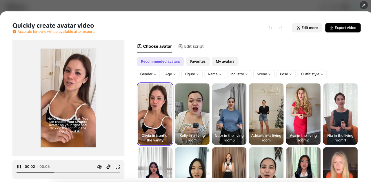 Avatars with customizable marketing scripts