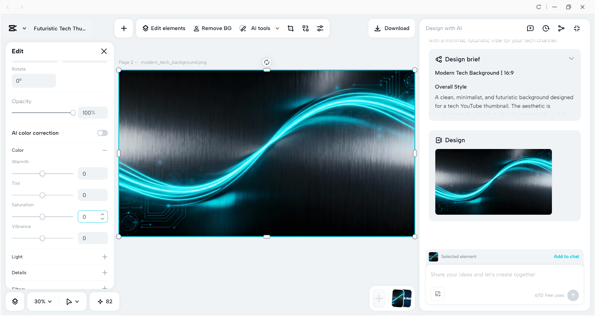 Interface of the CapCut desktop video editor - a tool to generate YouTube thumbnail backgrounds