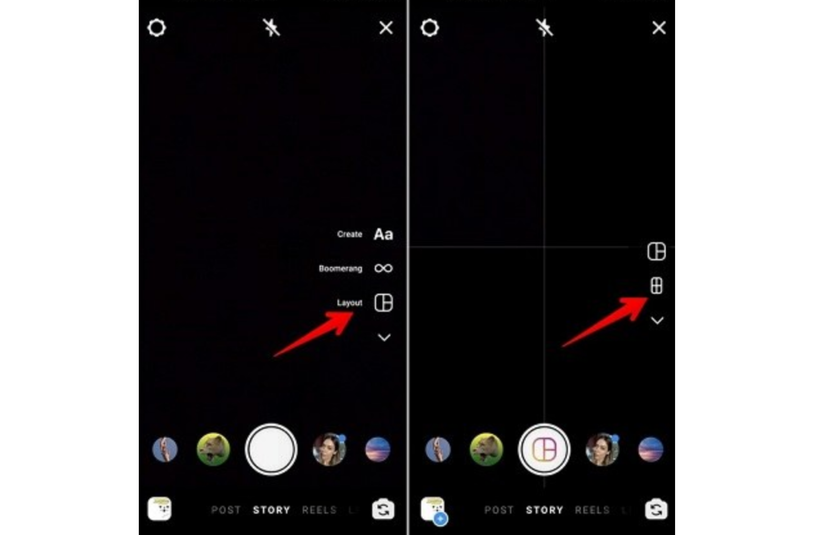 Showing how to create a collage video on Instagram