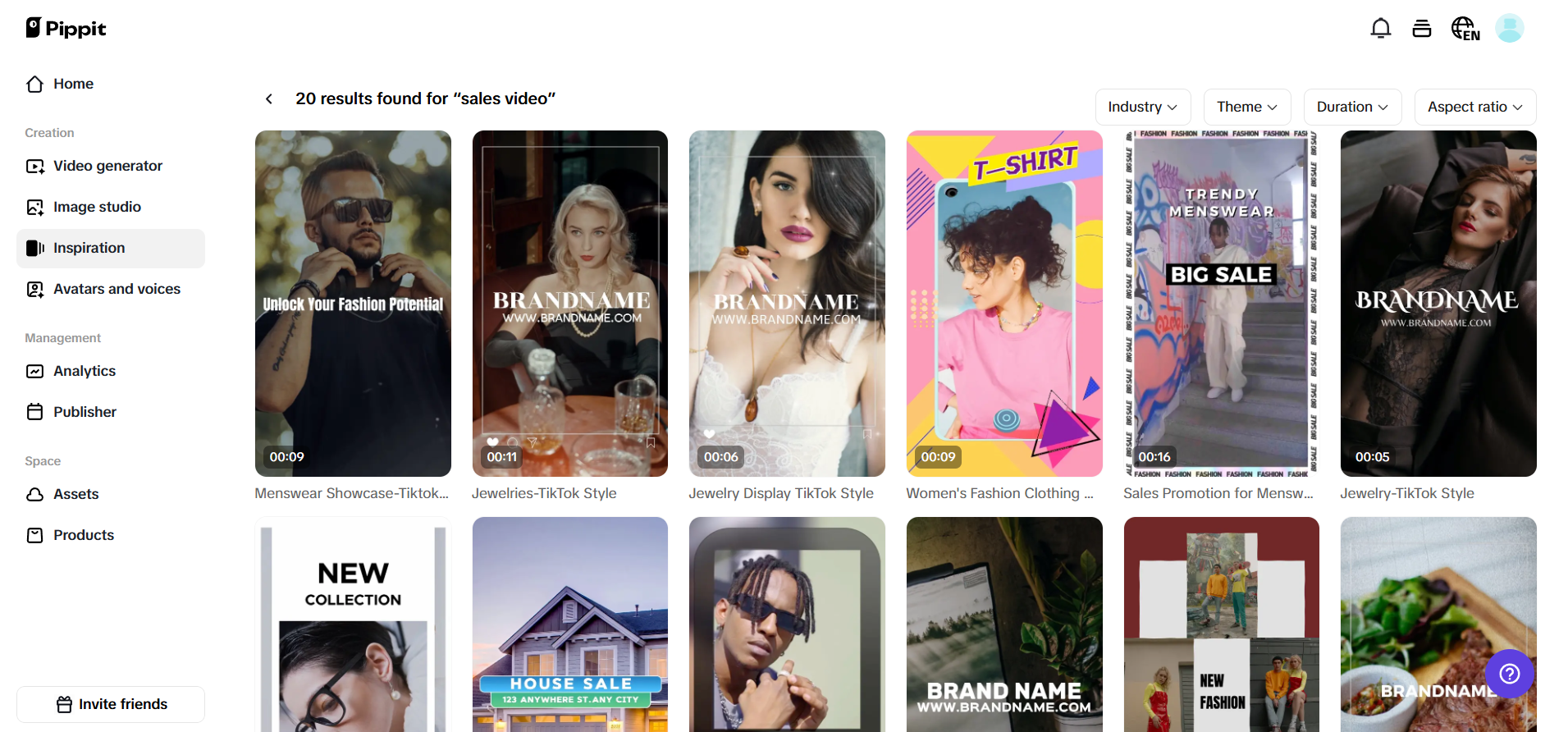 Using templates for creating sales videos