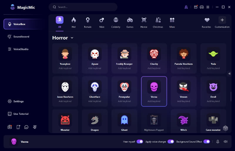 Interface of iMyFone MagicMic - an efficient Halloween voice changer