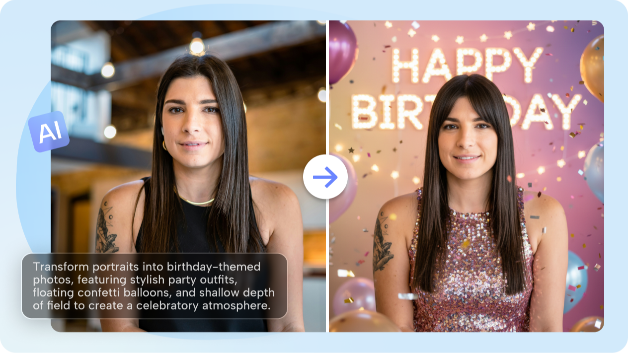 Turn any portrait into a styled birthday photoshoot