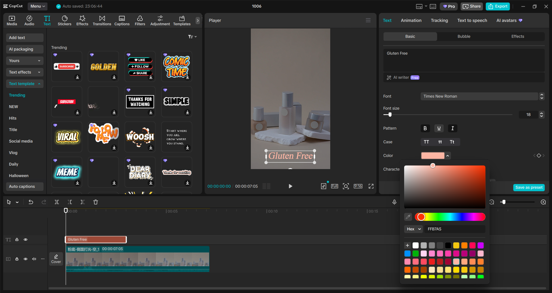Interface of the CapCut desktop video editor - a tool to make TikTok video ads
