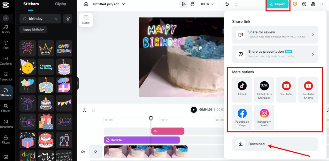 Export and Share