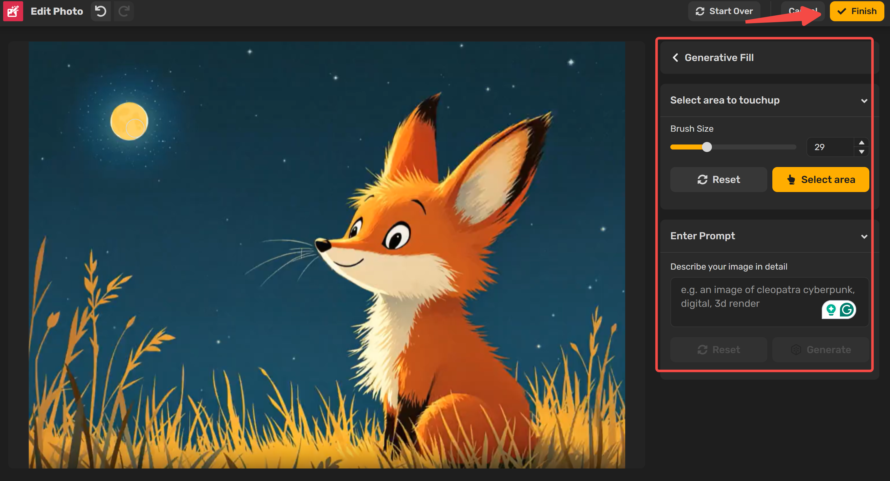 Using the generative fill tool in Simplified AI