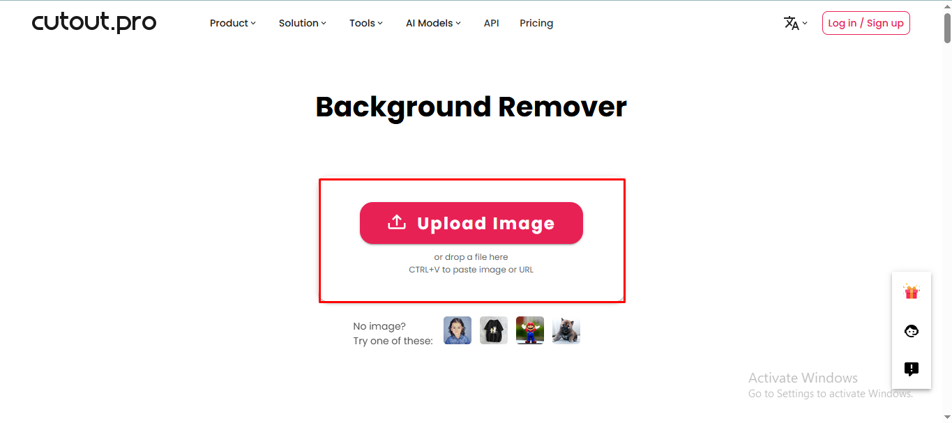 Uploading your photo to Cutout Pro