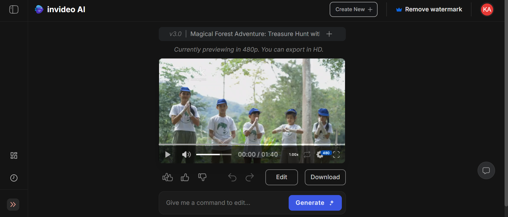 Invideo generation interface