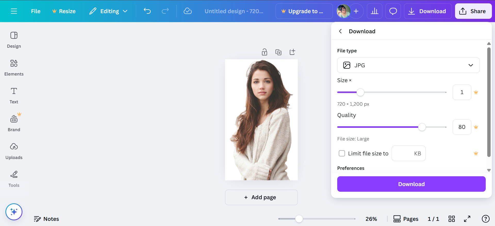 Transfer PNG to JPG with Canva