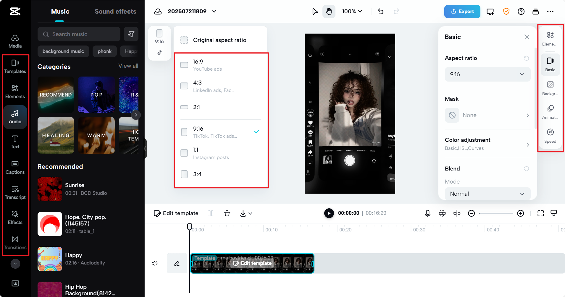 CapCut Web's comprehensive video editor