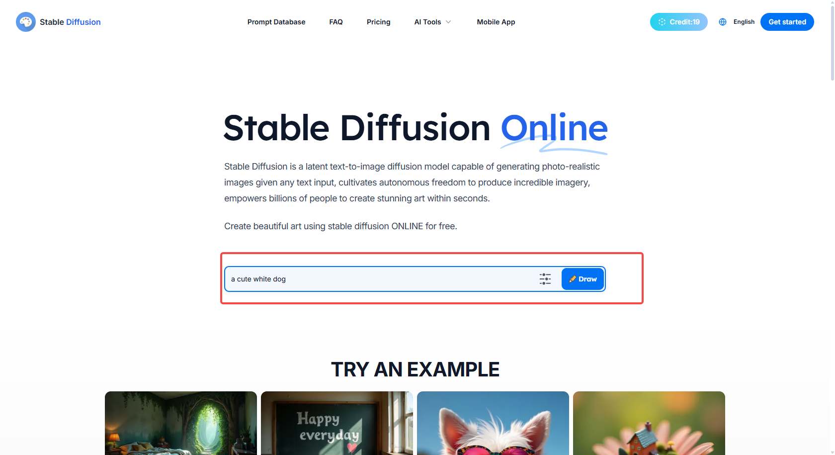 Visit Stable Diffusion online
