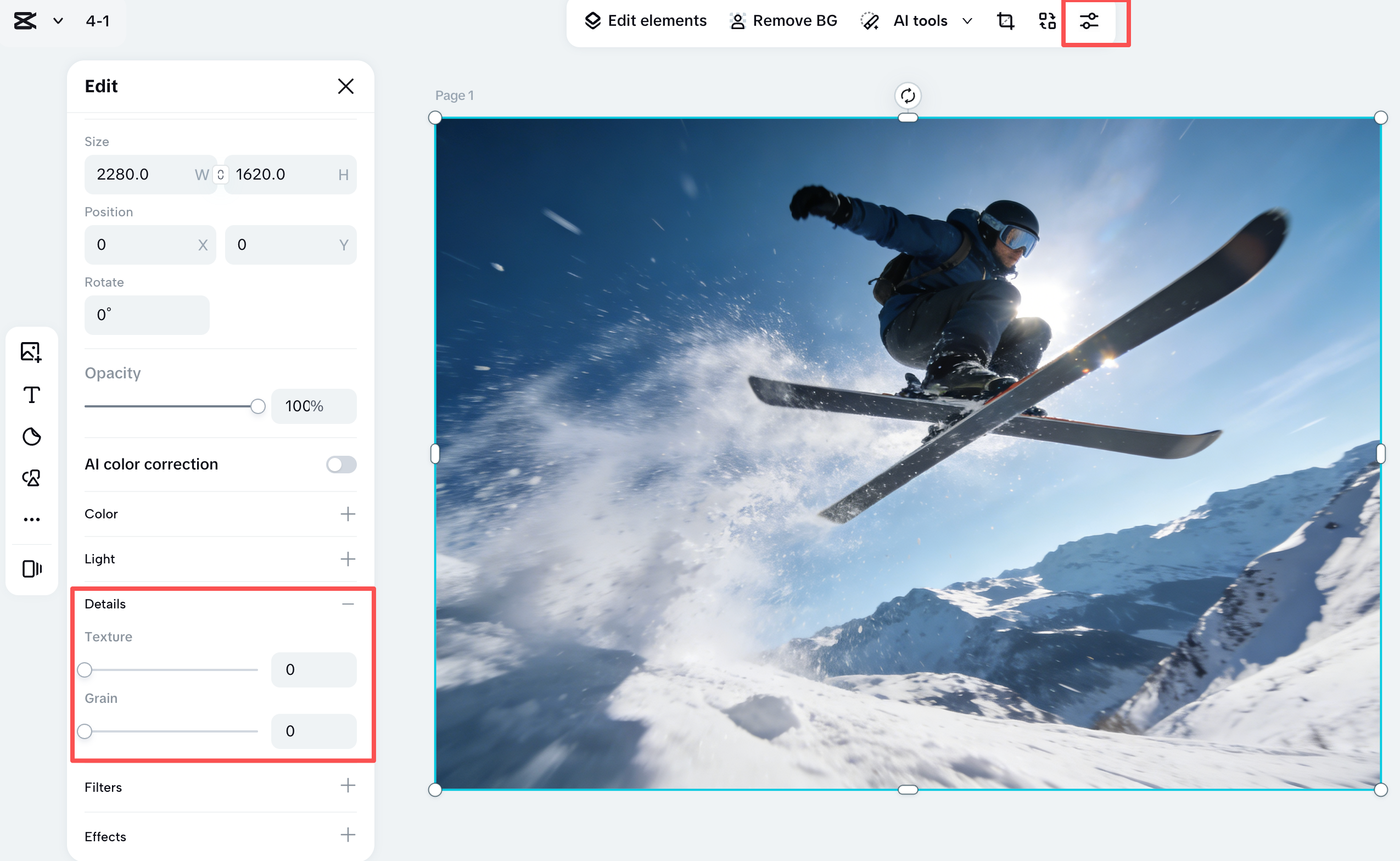 Adjust Texture and Grain