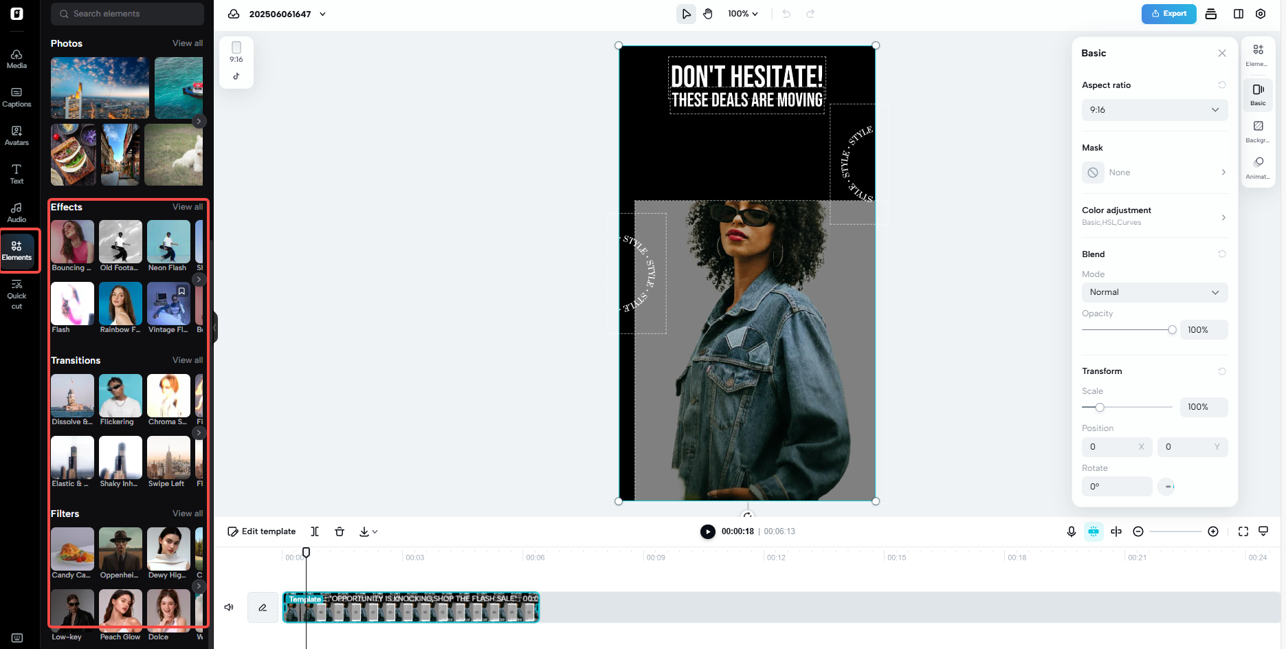 Seamless transitions and effects