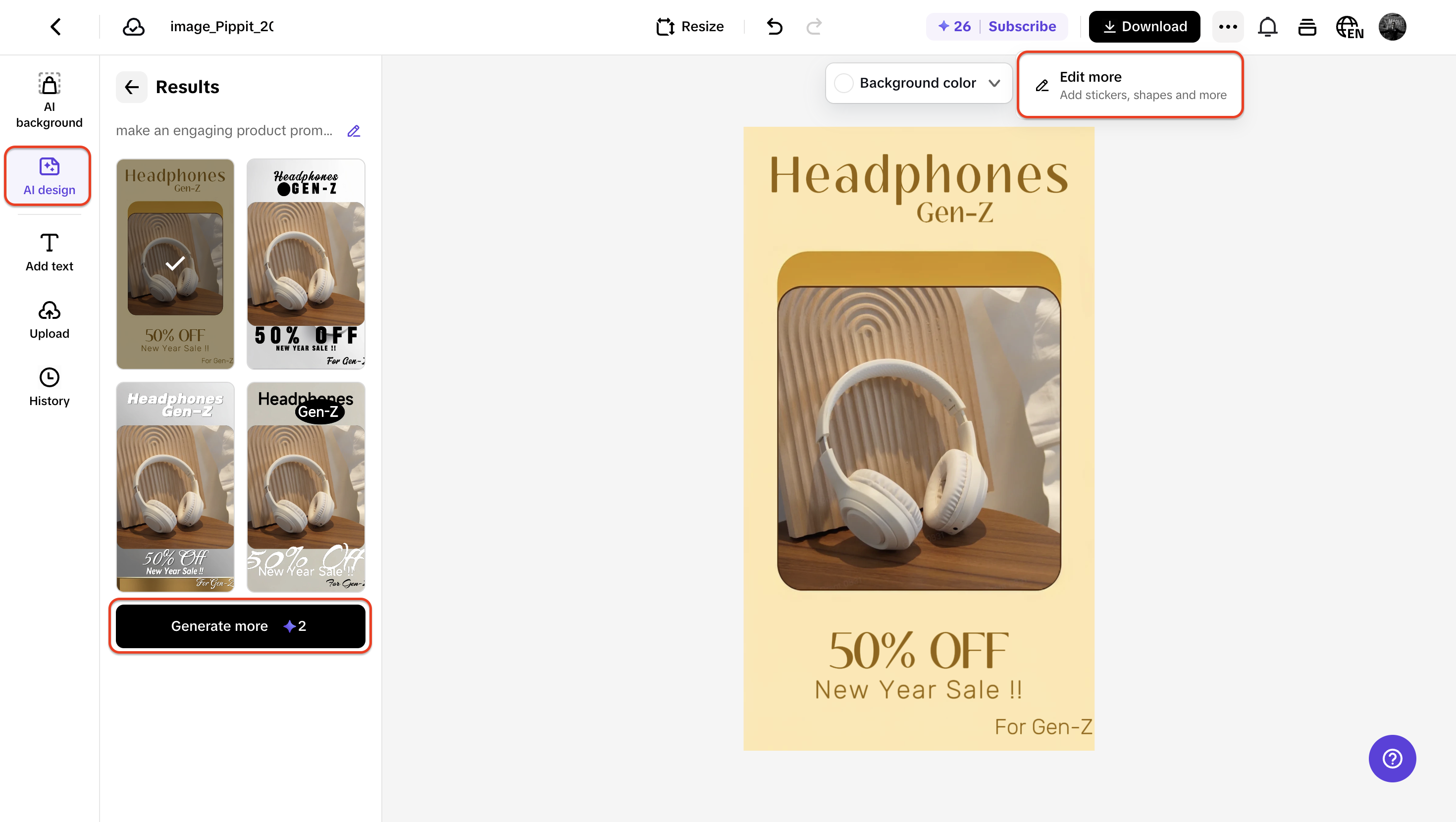 Edit and finalize your product poster