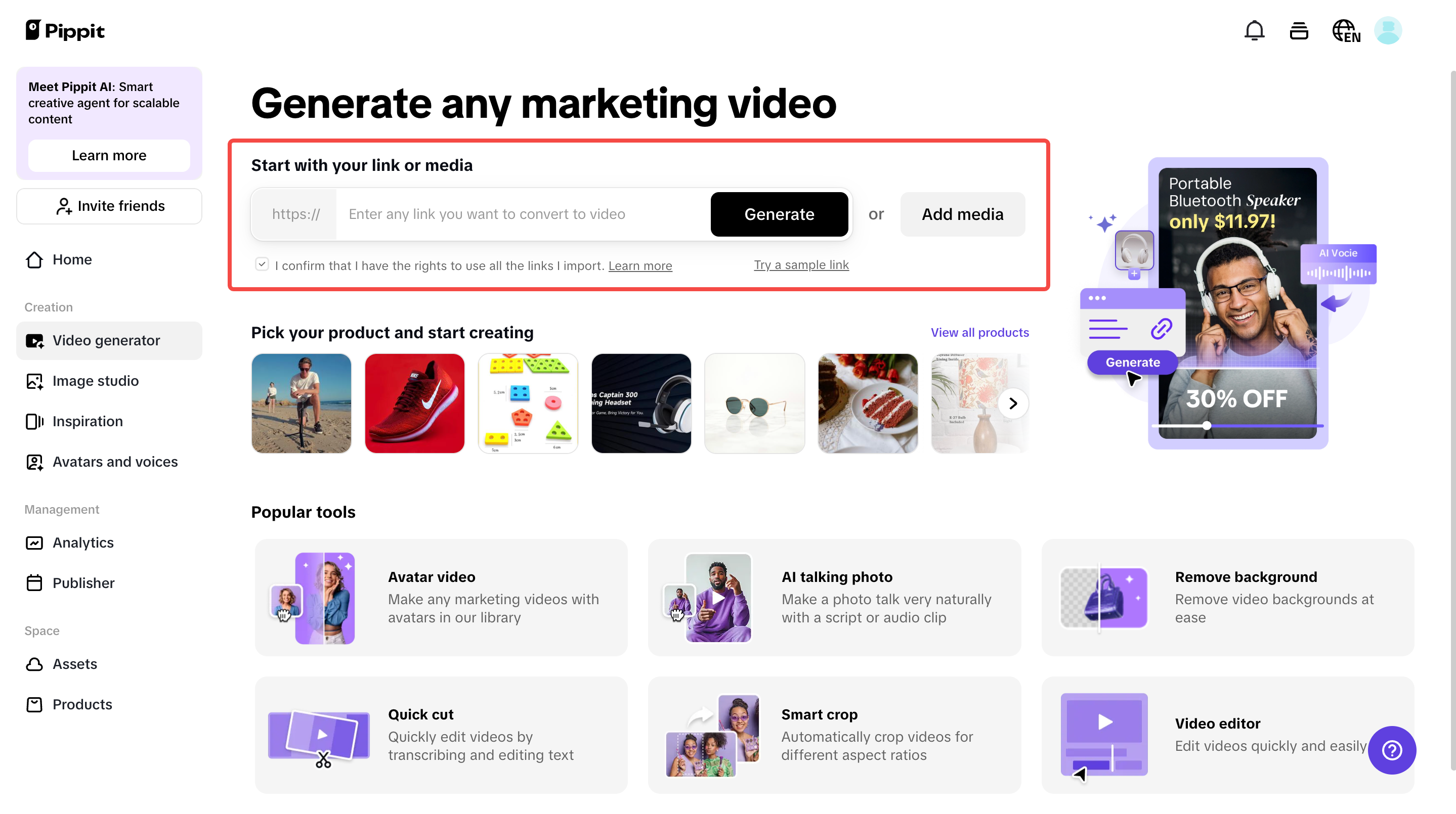 generating video in Pippit