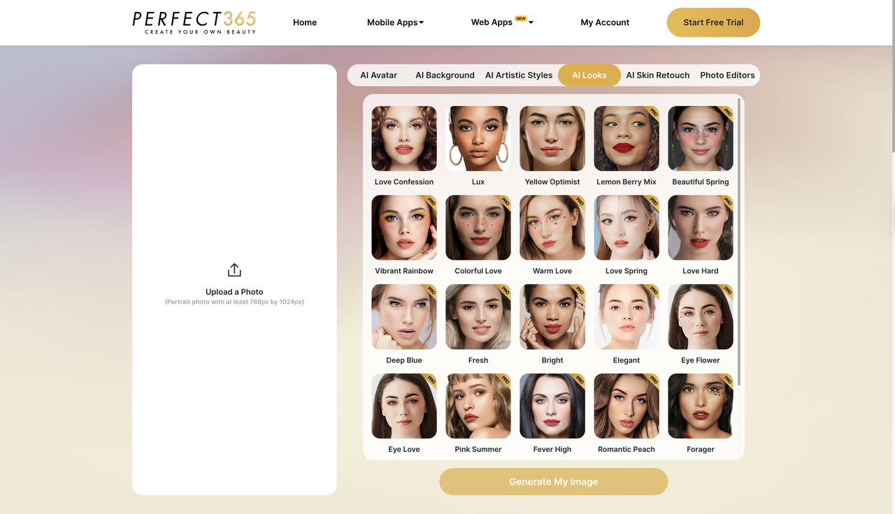 Perfect365 interface