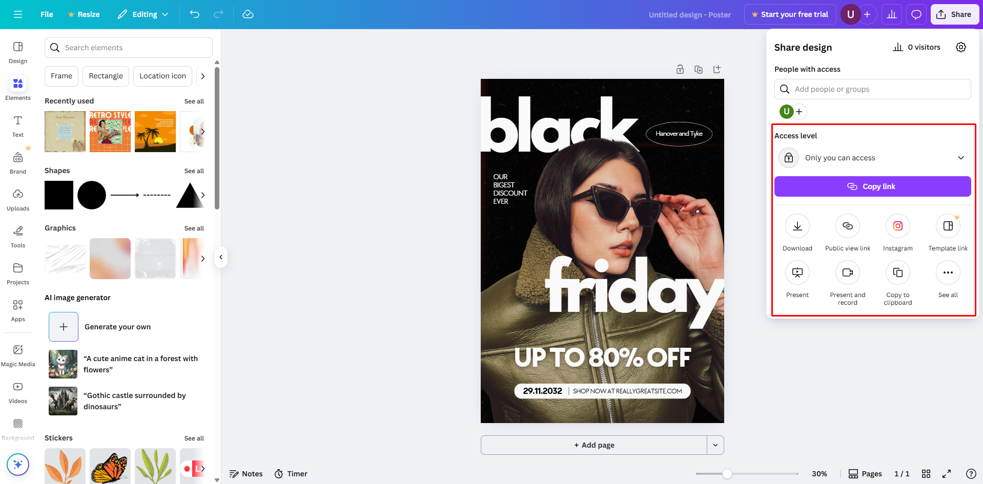 Downloading the Canva poster design