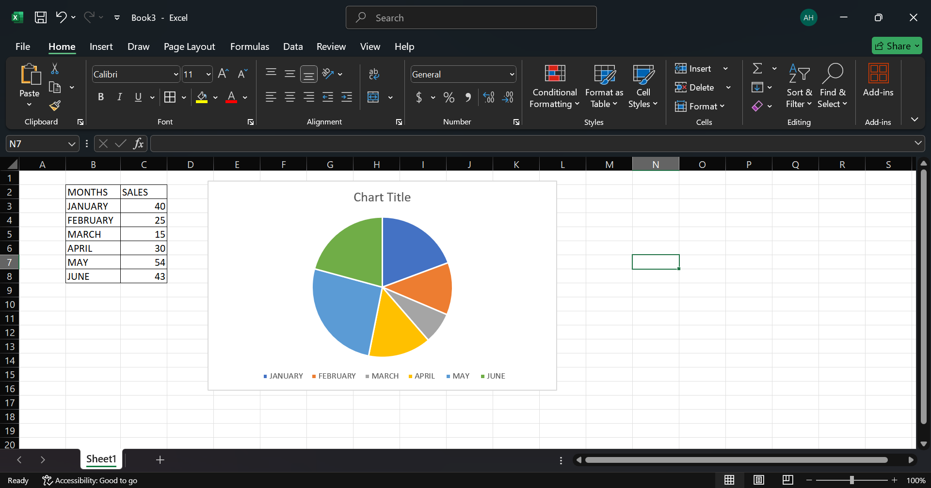 how do i create a pie chart in excel