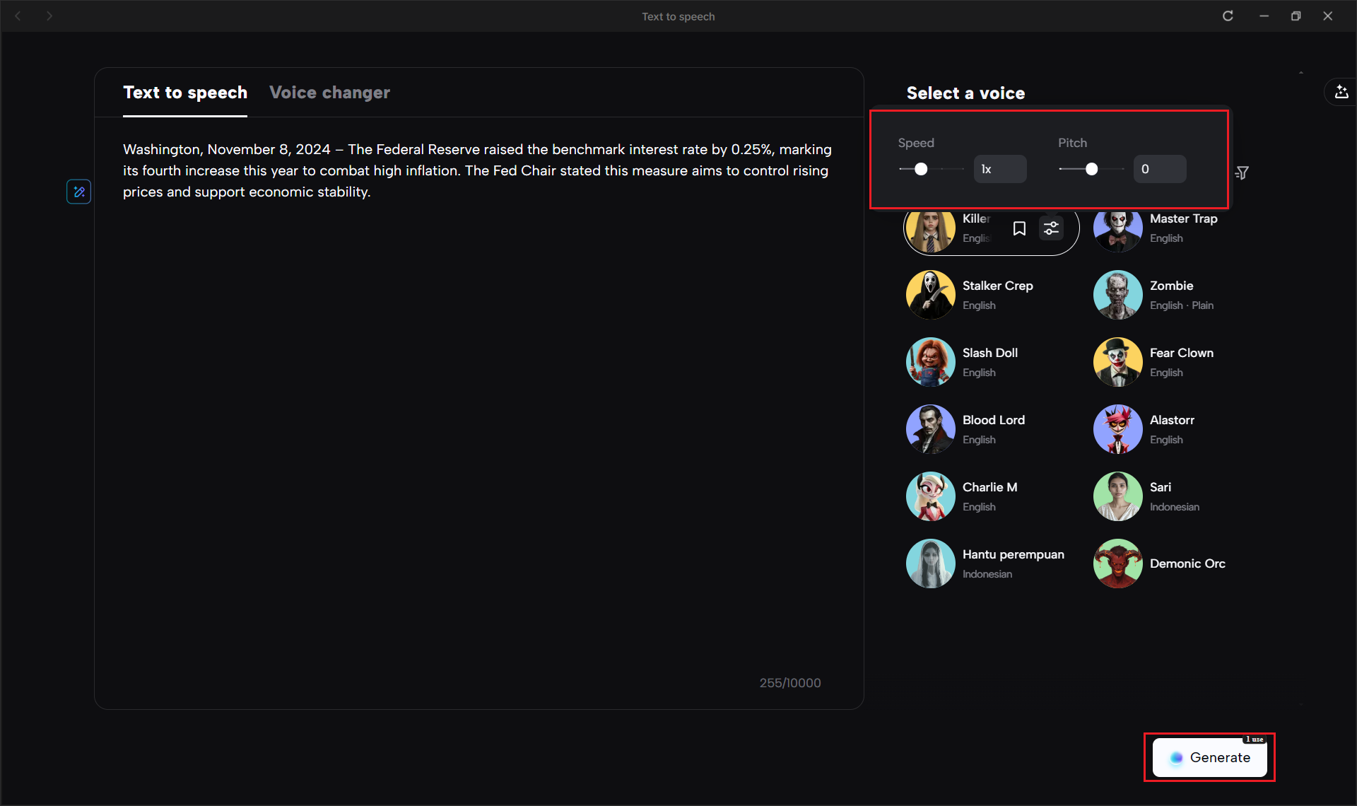 Generate your audio file