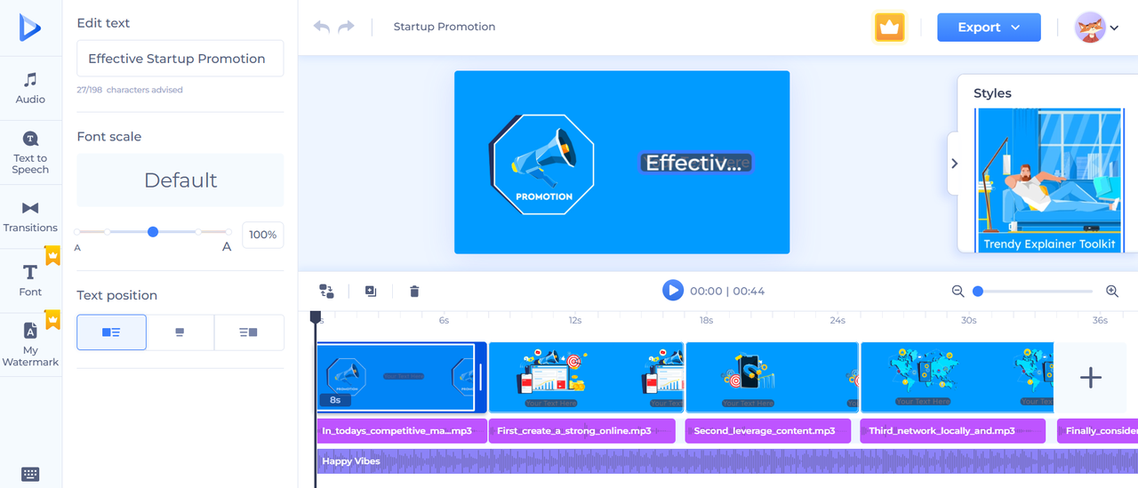 Renderforest interface