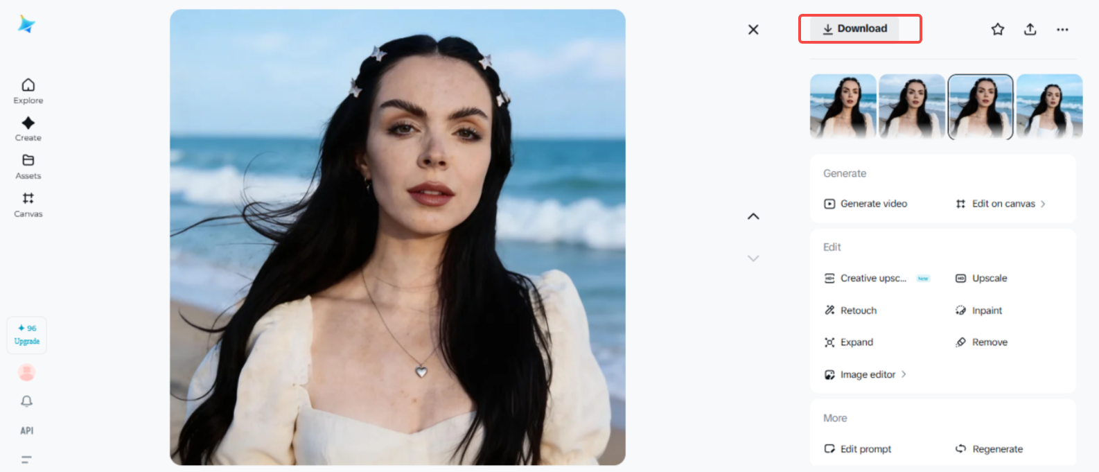 Tải ảnh trong Dreamina