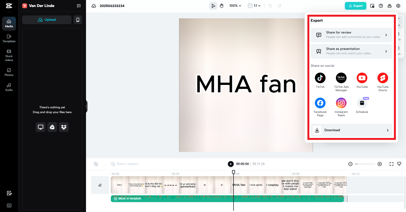 Eksport video bio TikTok anda