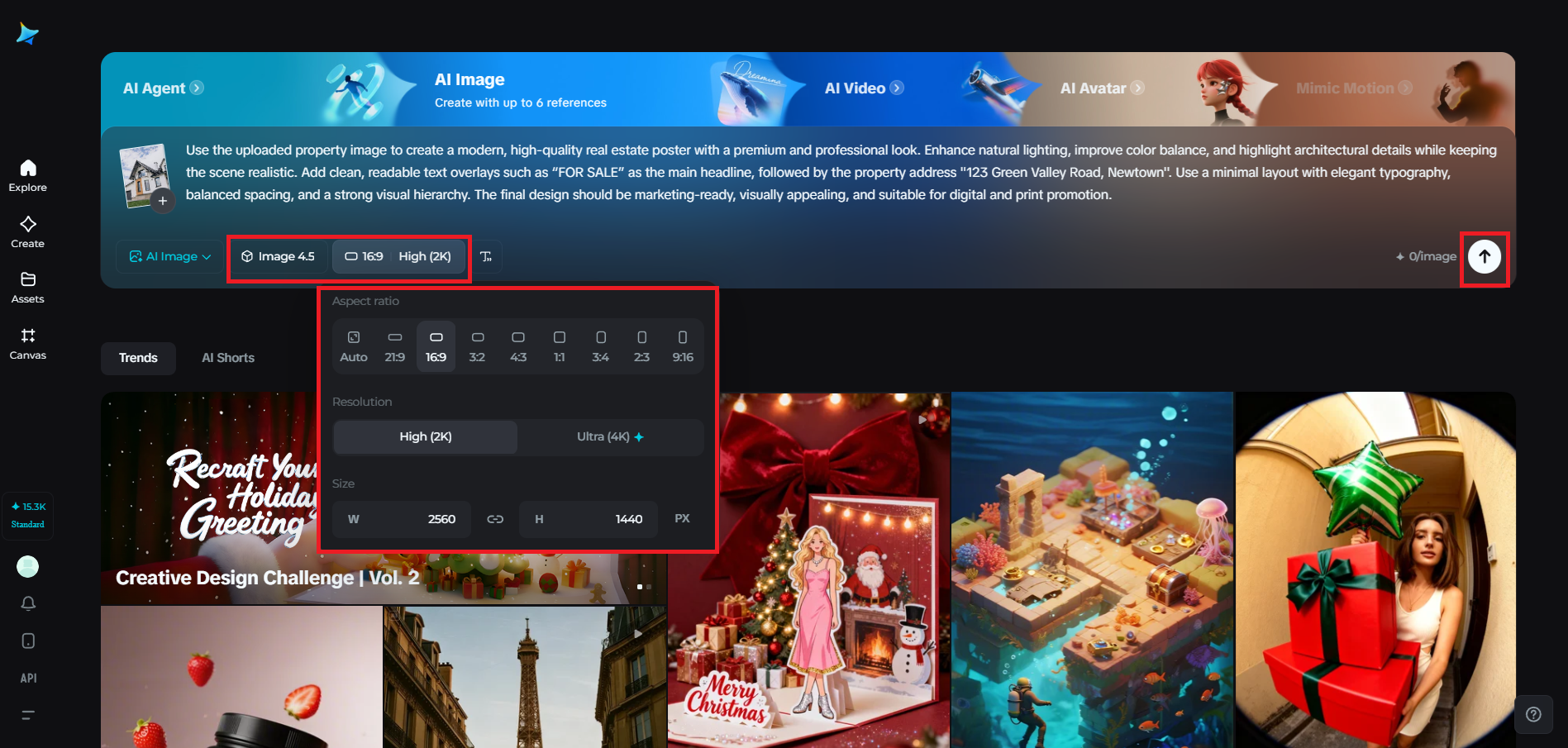 Select the model and adjust output settings