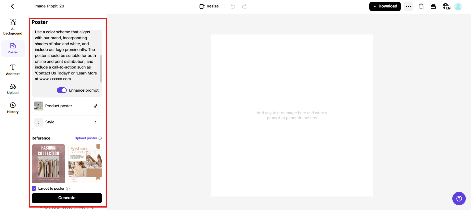 Enter prompt and generate