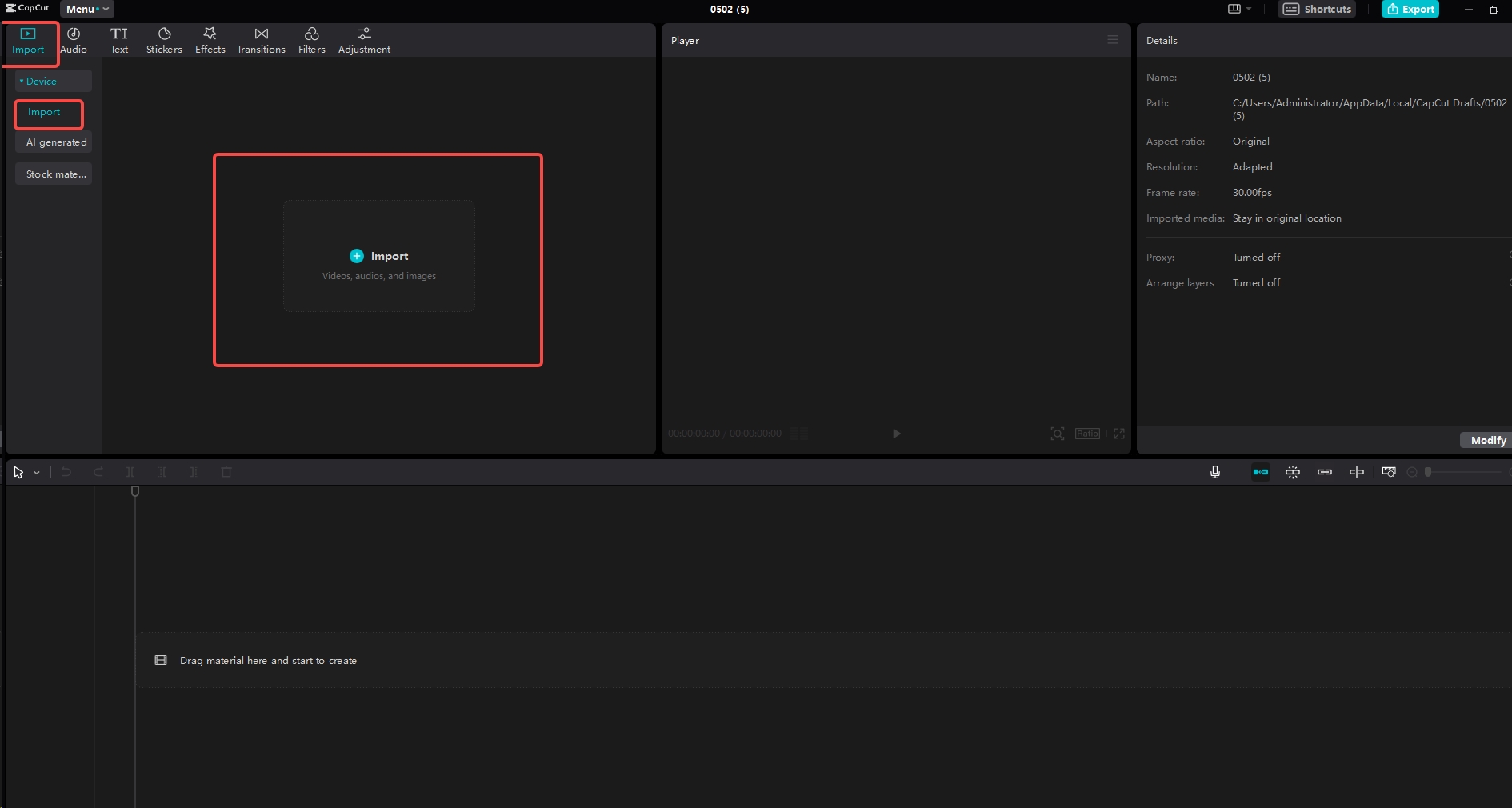 Import and edit video