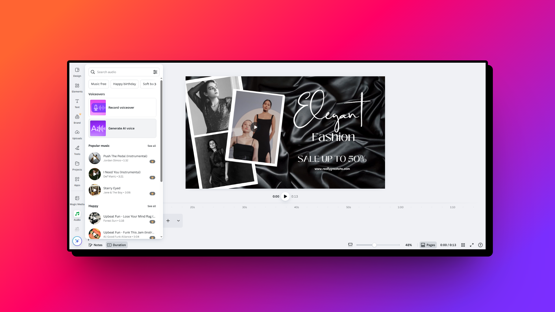 Provide your script and voice details