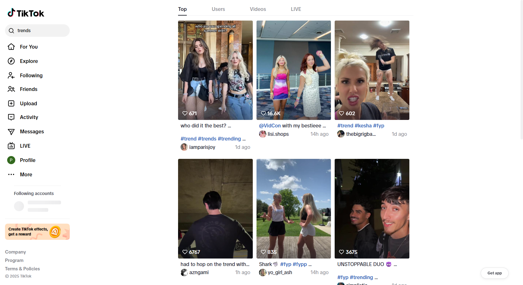 틱톡 트렌드 탐색하기