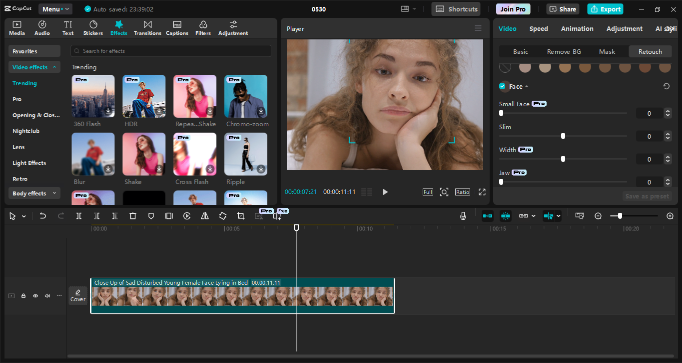 Editing interface of the CapCut desktop video editor - best photo face cleaner software for PC