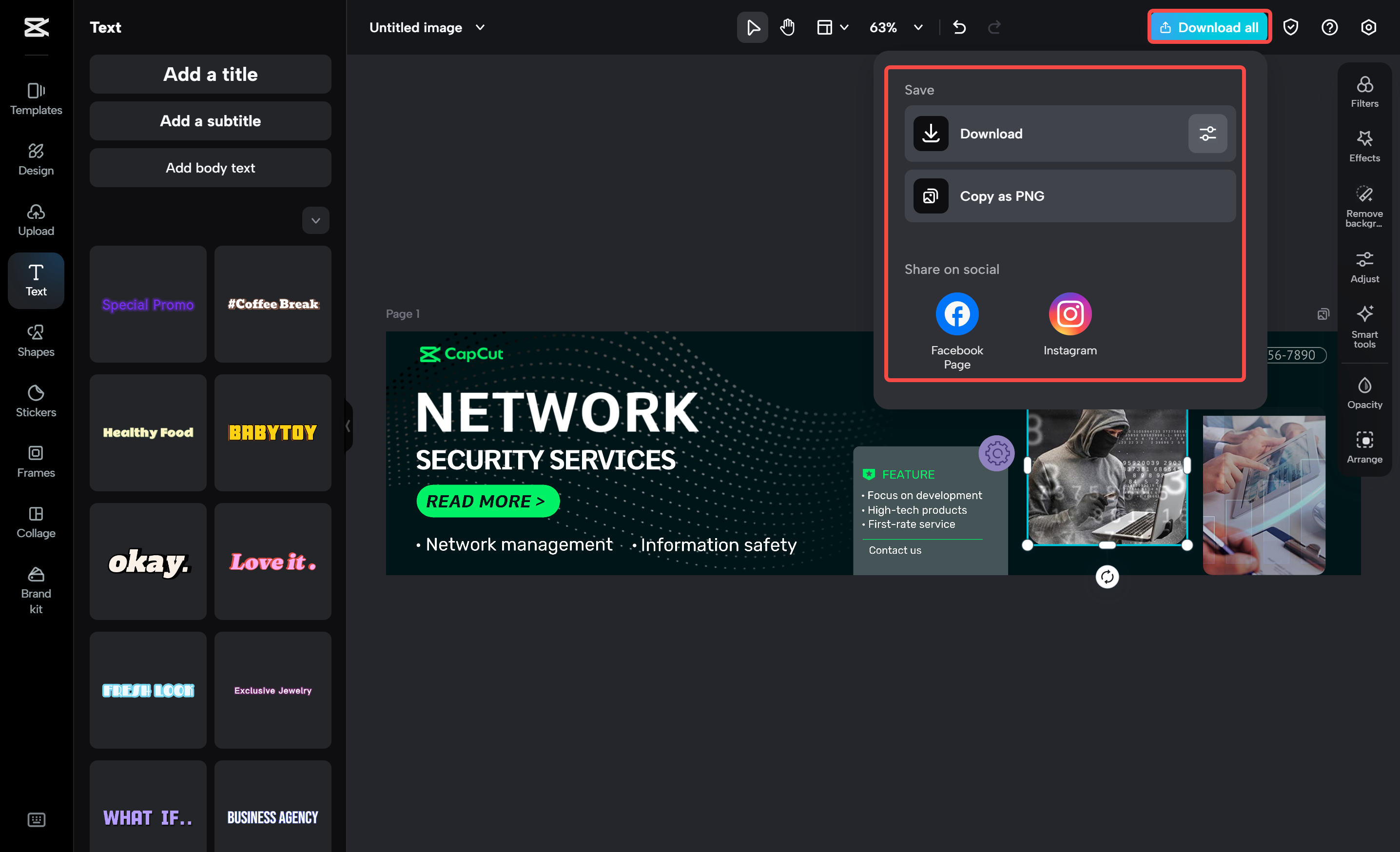 Exporting LinkedIn background photo from CapCut desktop video editor