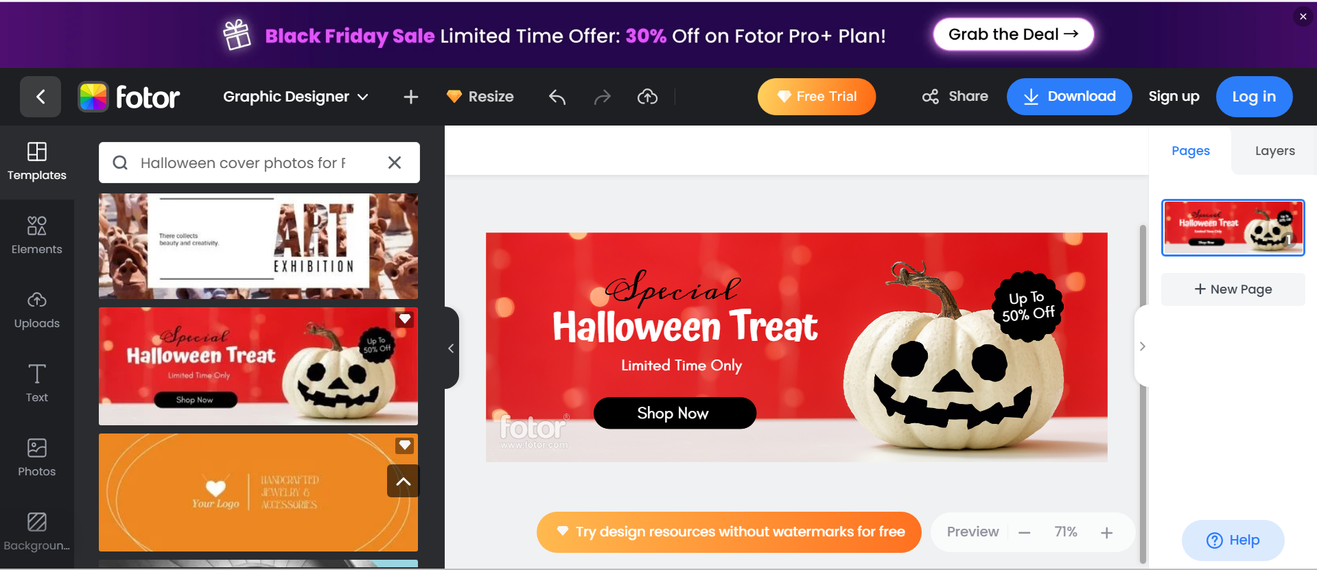 Fotor - Free platform to create funny Halloween cover photos for Facebook