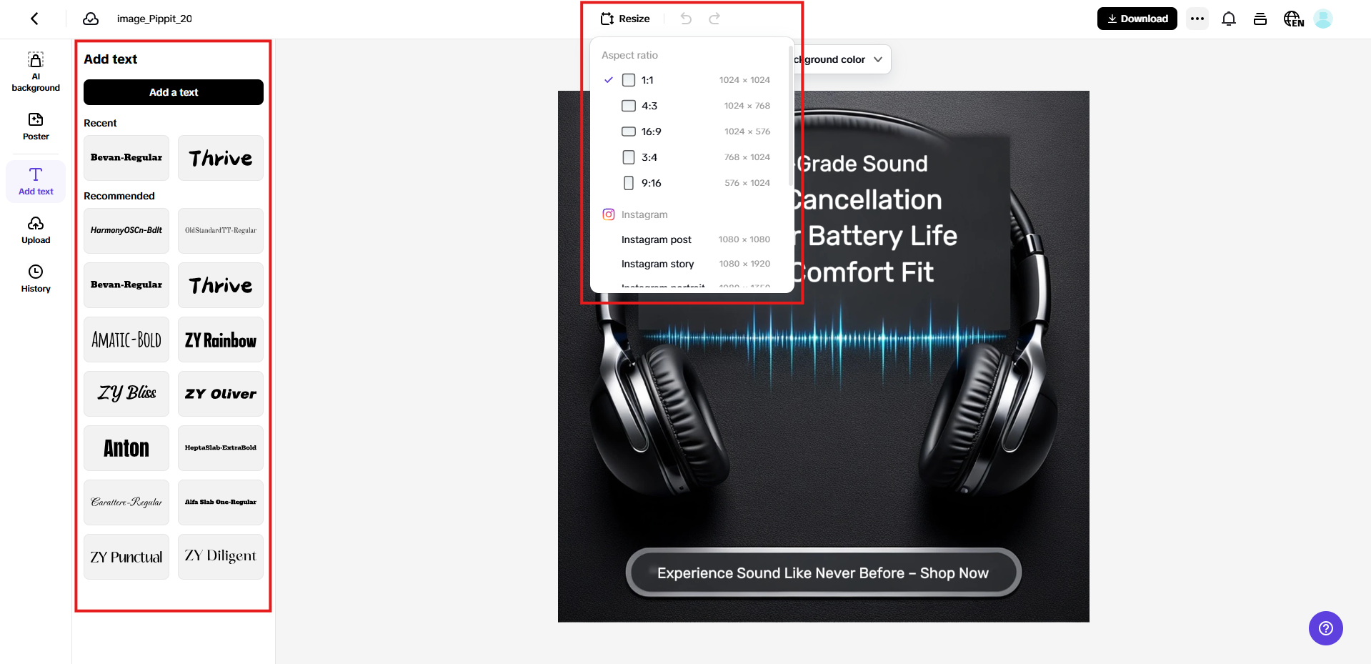 Adjust aspect ratios