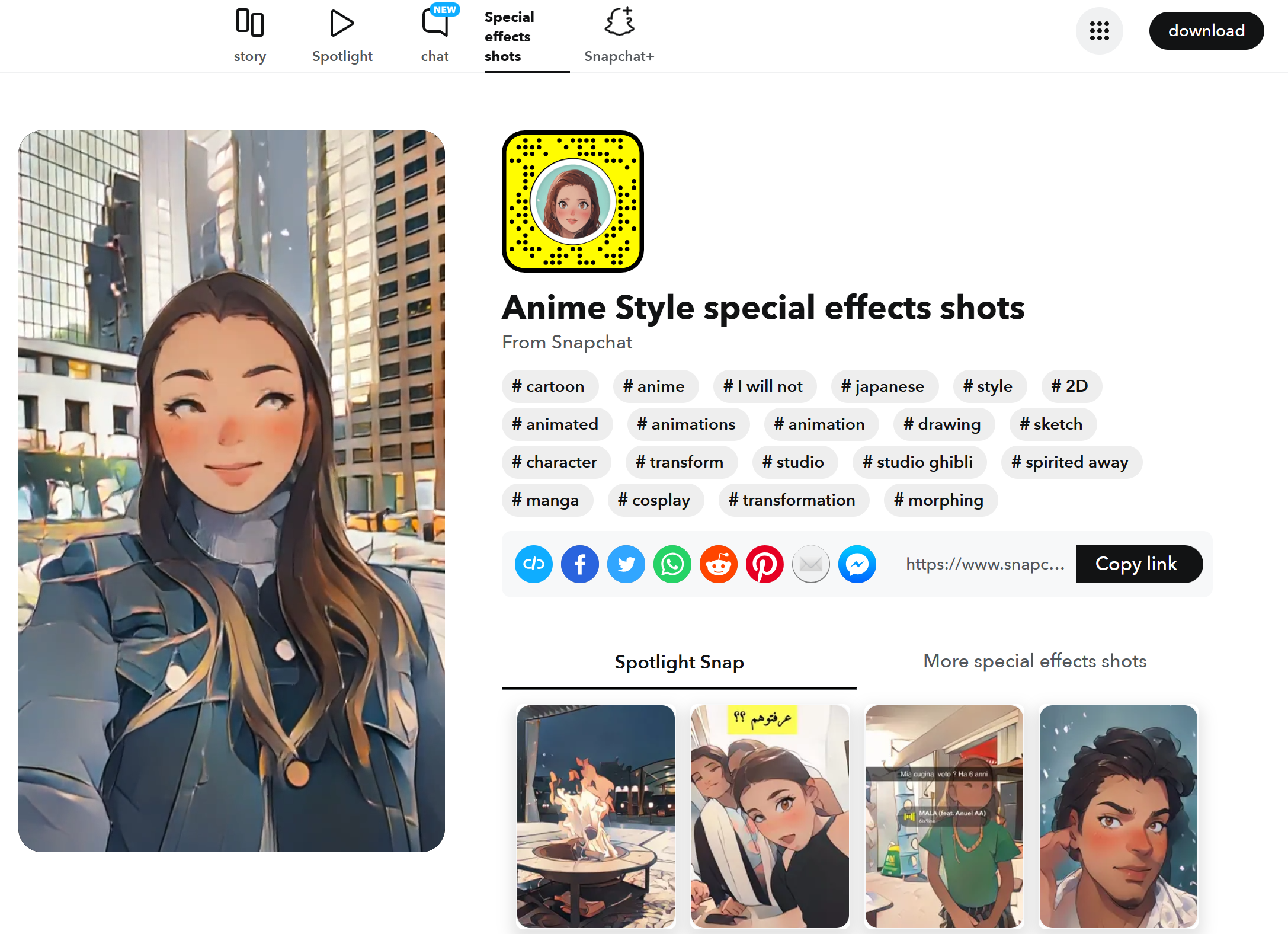 Snapchat face filters to download: Anime Style