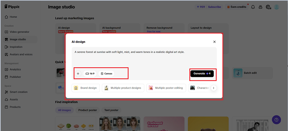Enter prompts and generate