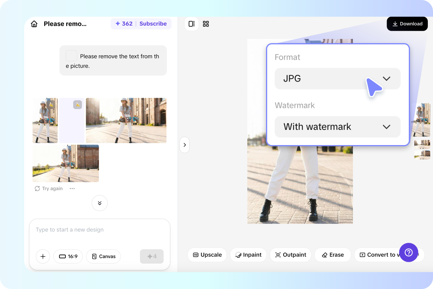 Xuất hình ảnh từ Pippit
