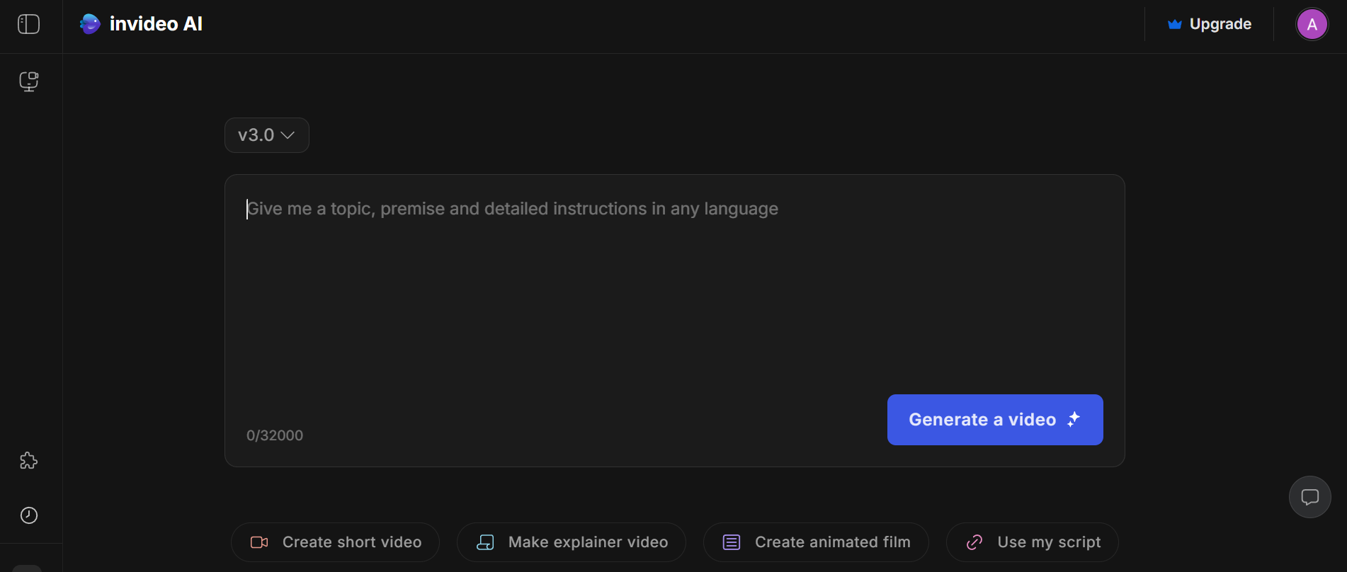 InVideo AI video creator interface