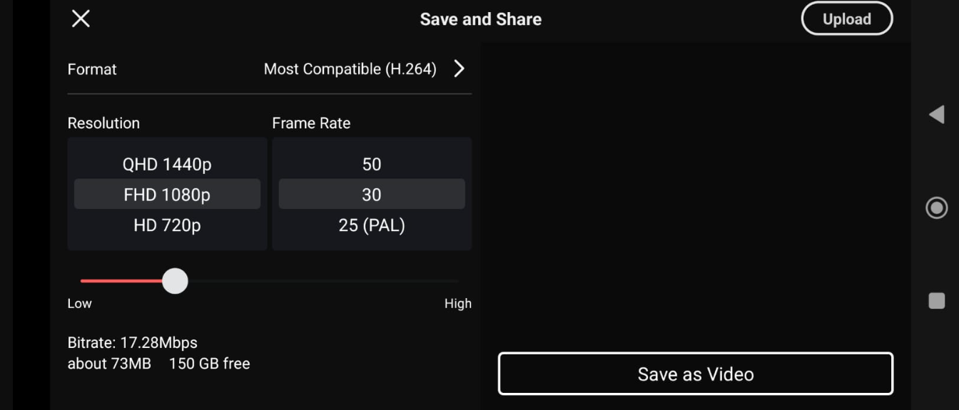 Saving and sharing video in Kinemaster