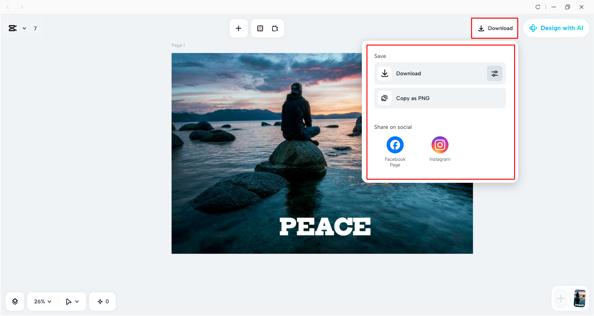 Downloading the image from the CapCut desktop video editor