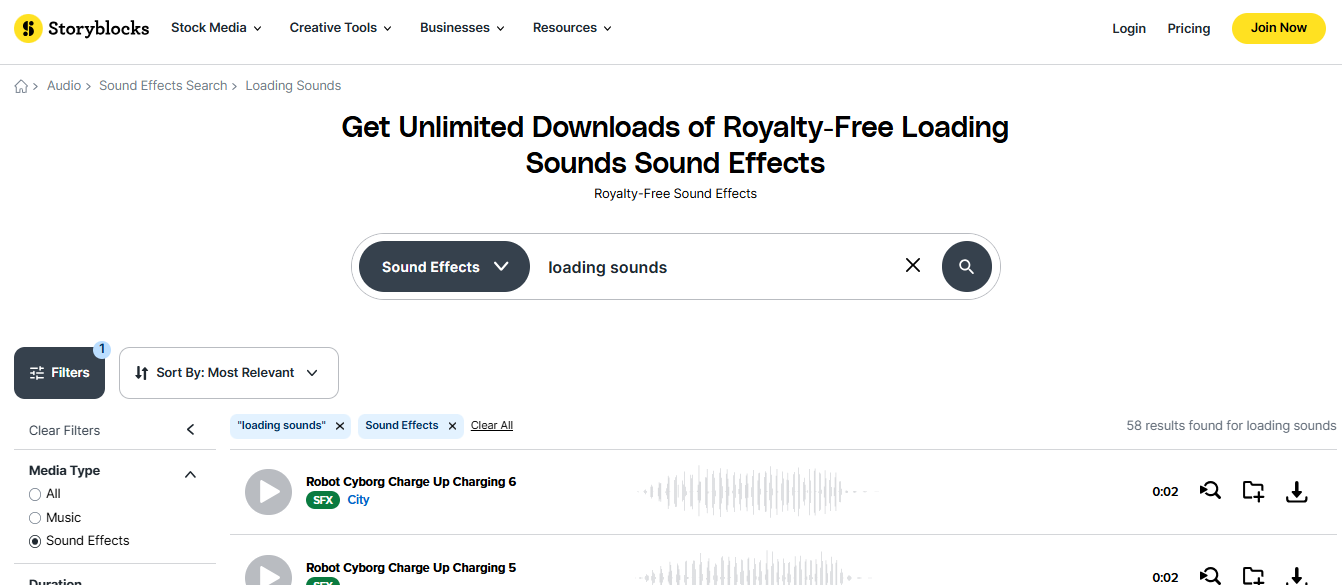 Story Blocks interface