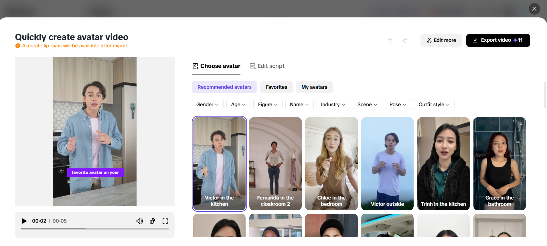 Create avatar video