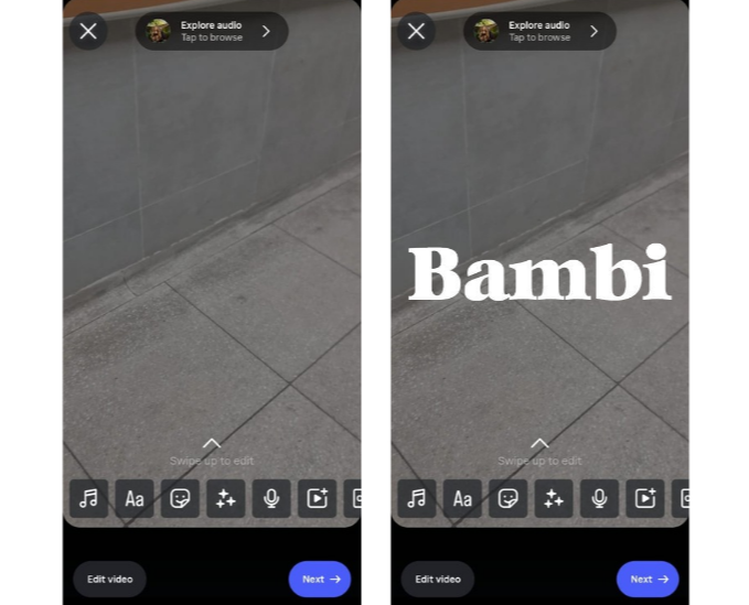 Fon serif tebal di Instagram
