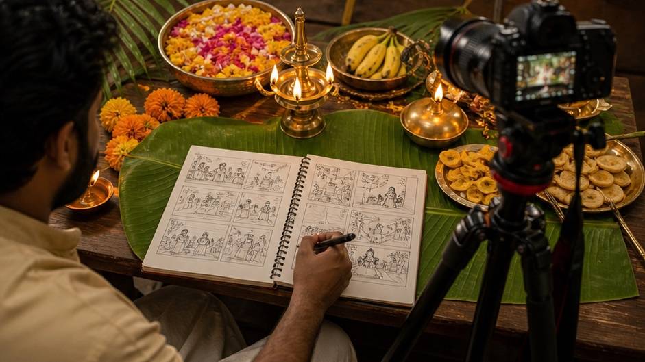Sonniges urbanes Porträt eines fiktiven Erwachsenen Onam Video Prompts